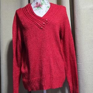 Great Northwest Clothing Company Scarlet V-Neck Sweater Sz Med